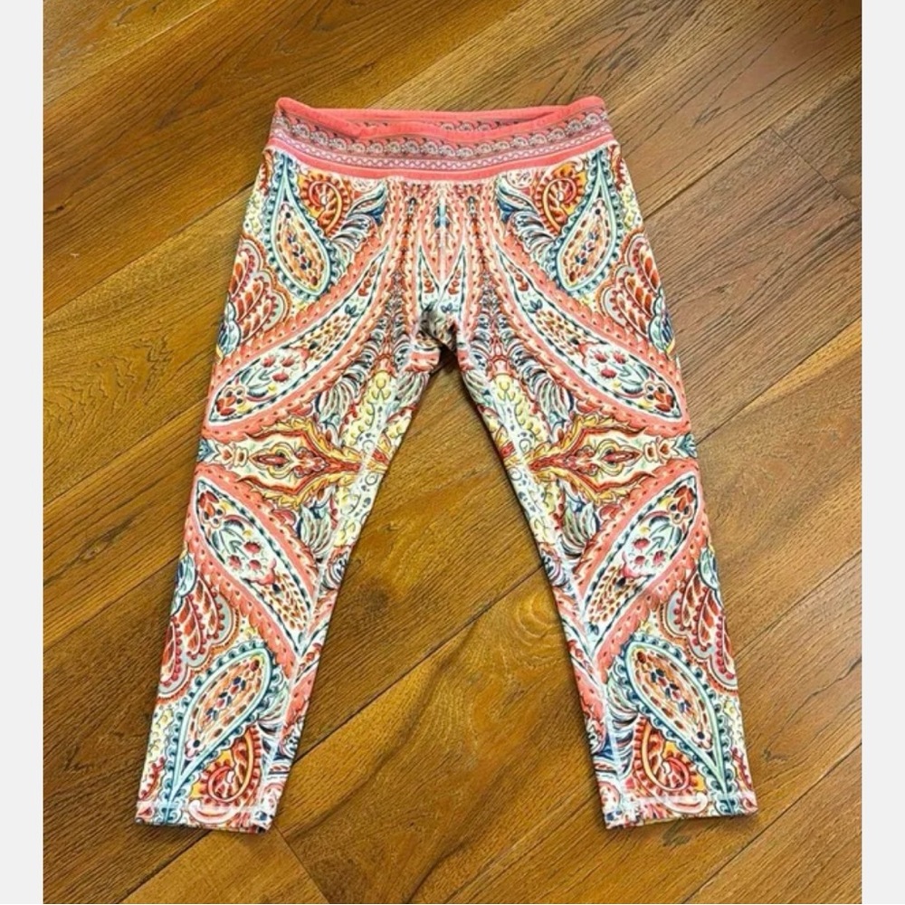 Nanette Lepore Sz L Fabulous Cropped Leggings Pretty Paisley Print
